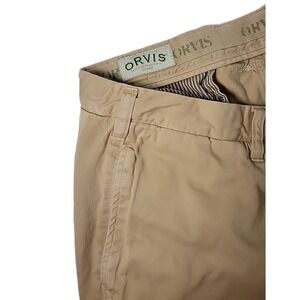 Orvis Chino Shorts Mens Size 40 Flat Front BEIGE‎ Outdoor Hiking Fishing